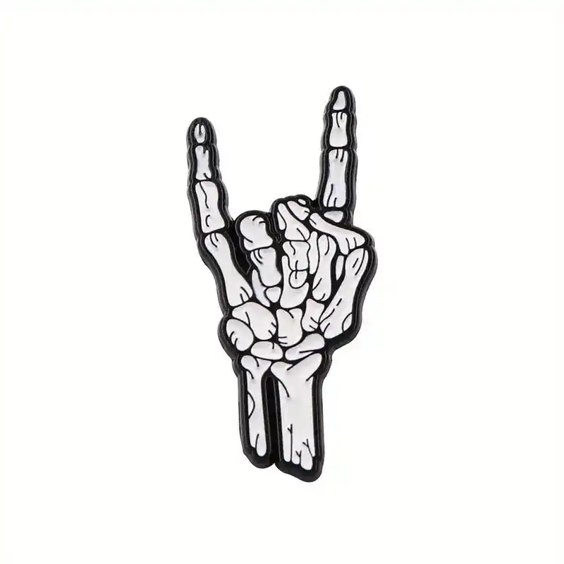 Enamel Pin – Skeleton Hand Rock On